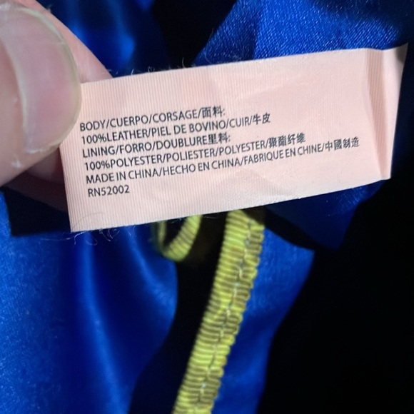 Juicy Couture black  leather electric blue satin lining gold studs bag - Picture 7 of 7